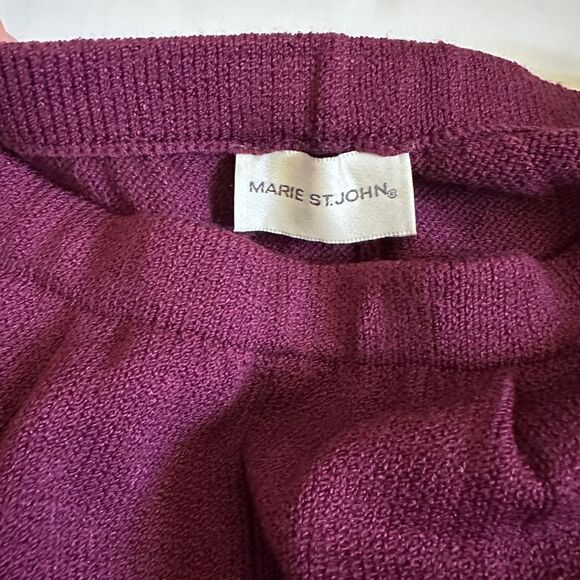 Vintage Marie St John Knit Burgundy 2 Piece Cardigan Pant Set - Picture 12 of 16